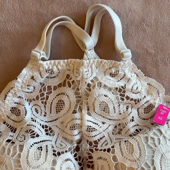 Victoria’s Secret Pink White Lace Halter Push-Up Bra Size XS - Picture 3 of 7